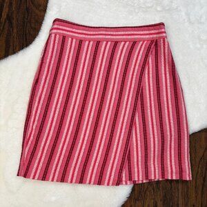 LOFT Pencil Skirt 0 Pink Textured Stripe Cotton Blend Women's